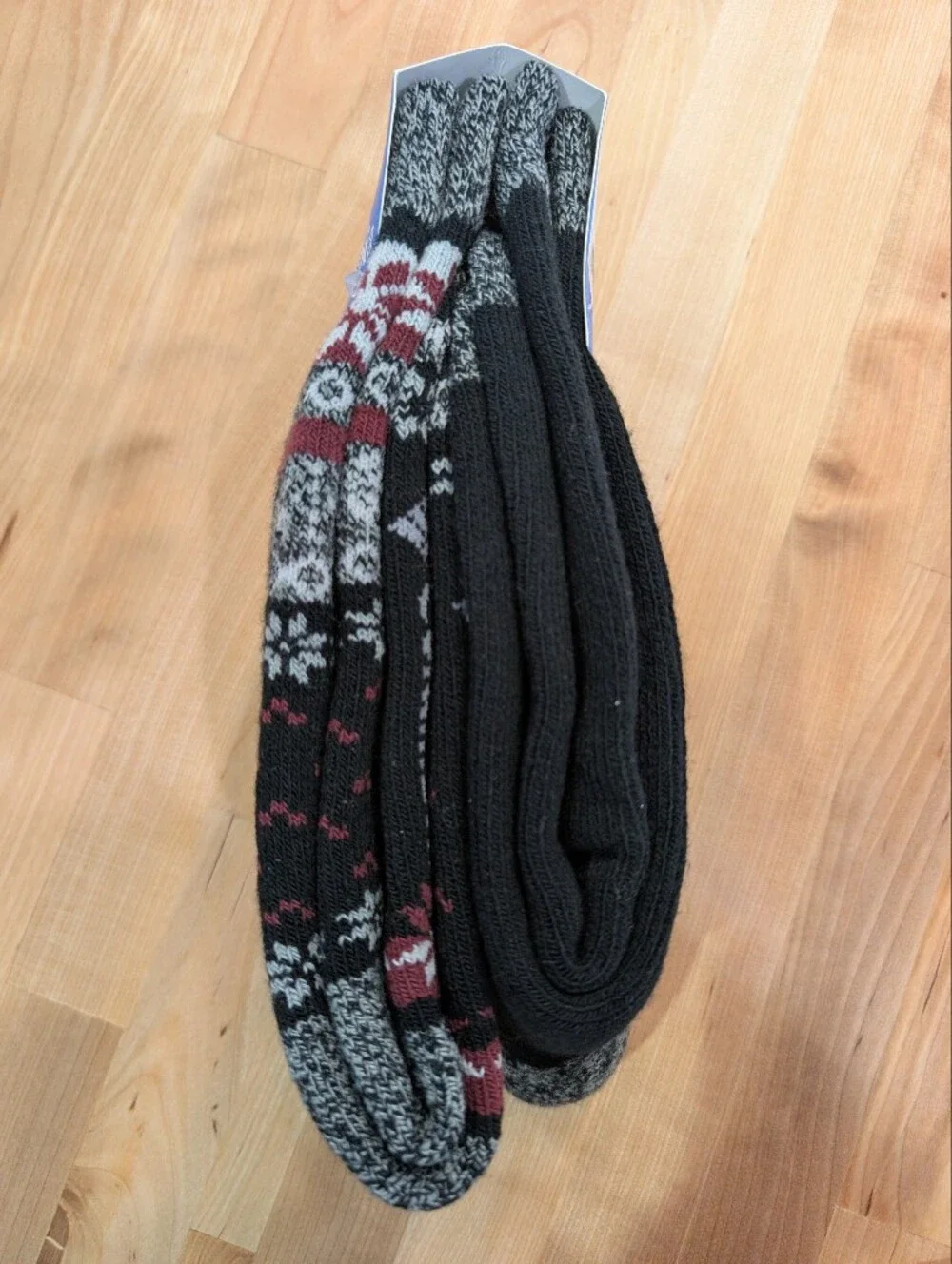 NWT Columbia Fleece Lined Socks 2 Pack Men's 6-12 Black Fair Isle Warm Winter
